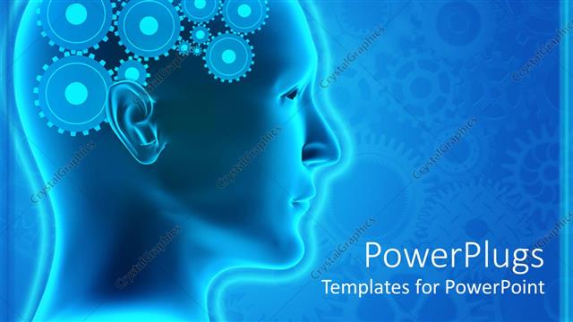 Presentation with gears - Animated depiction of  human head with gears for brain