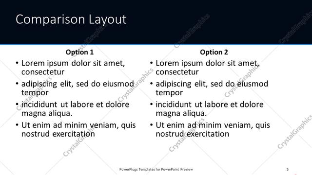 Comparison presentation slide layout