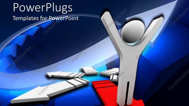  Presentation with arrows - Animated depiction of a human raising his hands and arrows