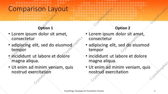 Comparison presentation slide layout