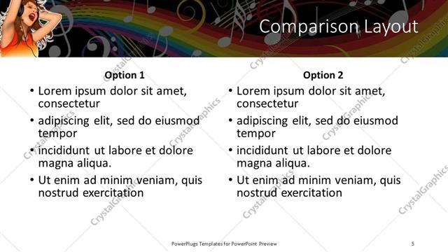 Comparison presentation slide layout