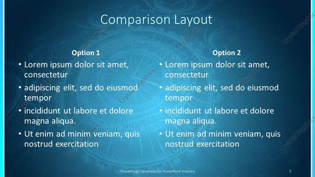 Comparison presentation slide layout