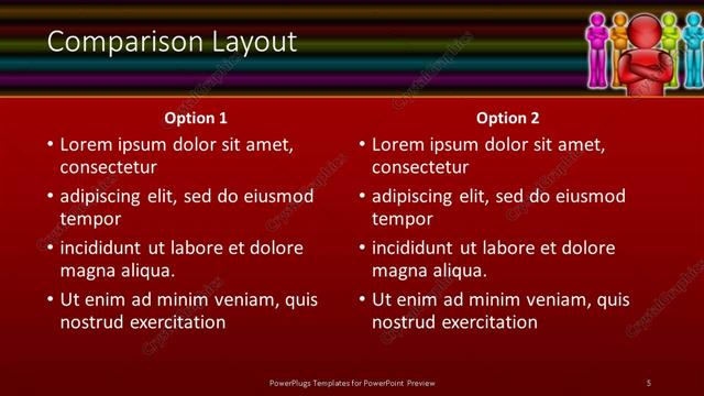 Comparison presentation slide layout
