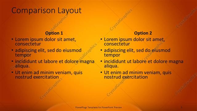 Comparison presentation slide layout