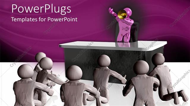  Presentation with kneeling - Animated depiction of people kneeling in front of a table