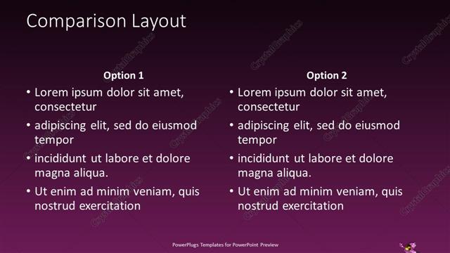 Comparison presentation slide layout