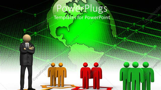  Presentation with network - Animated depiction of seven humans standing with one in front