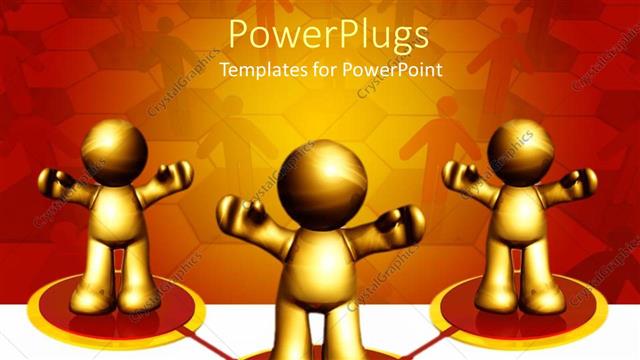  Presentation with network - Animated depiction of three gold colored humans standing