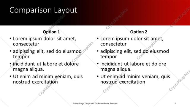 Comparison presentation slide layout