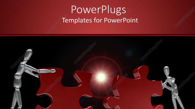  Presentation with animated - Animated depiction of two humans pushing two red puzzles