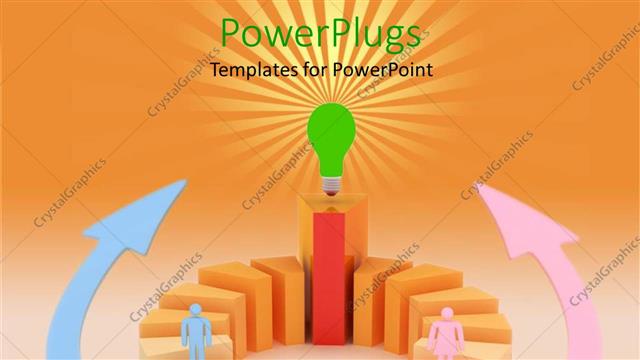  Presentation with competition - Animated depiction two humans standing on orang and red bars