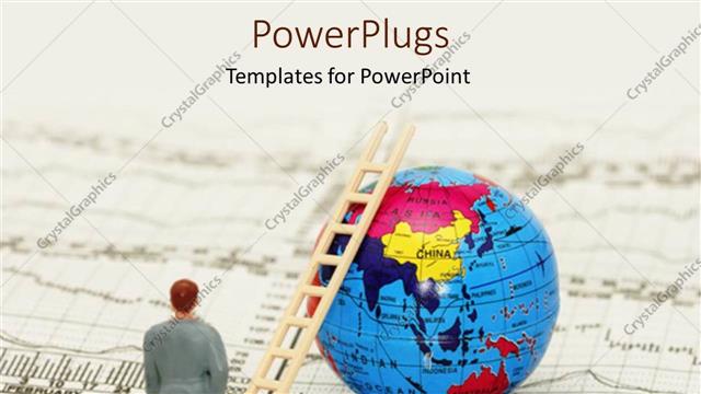  Presentation with animated earth - Animated figure of a man with a ladder on an earth globe