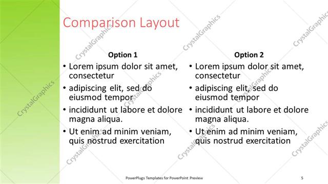 Comparison presentation slide layout