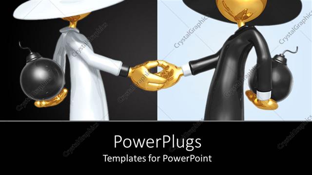  Presentation with shaking hands - Animated gold colored depiction of two humans shaking hands
