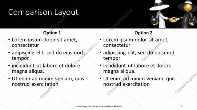 Comparison presentation slide layout
