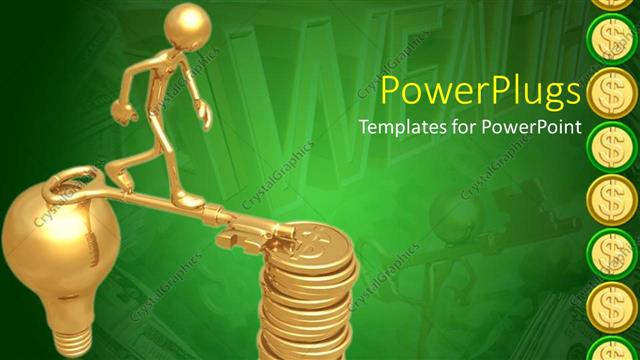  Presentation with bridge - Animated gold colored human figure walking on a key
