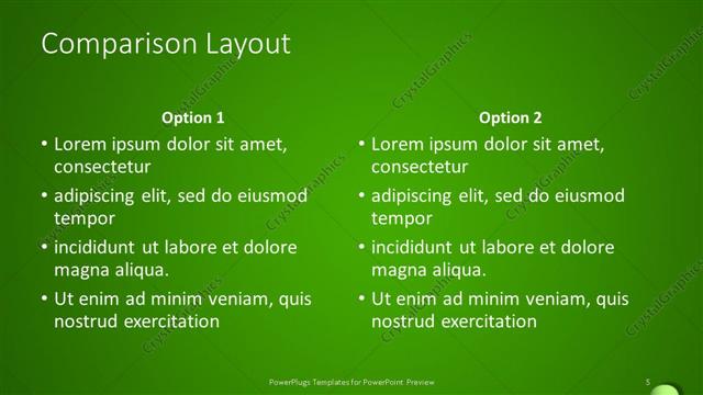 Comparison presentation slide layout