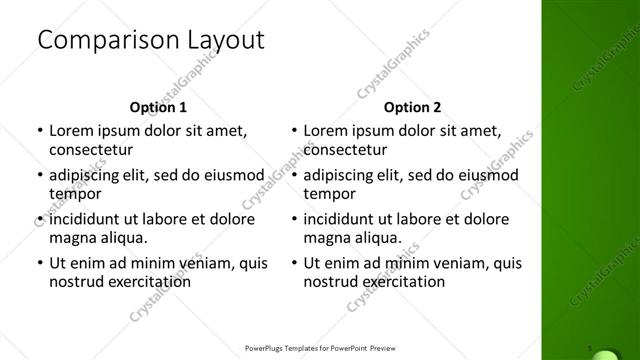 Comparison presentation slide layout
