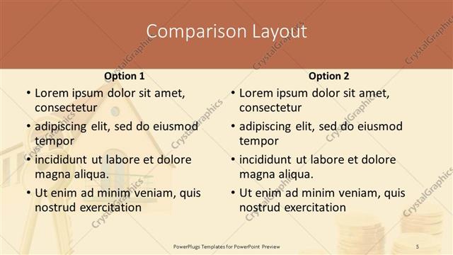 Comparison presentation slide layout