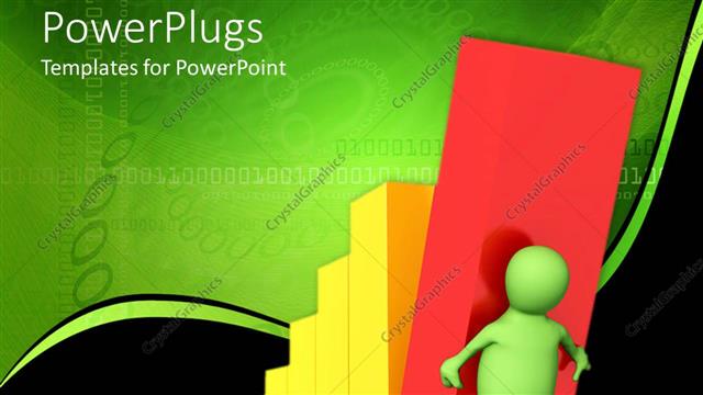  Presentation with bar - Animated human carrying a red bar with yellow bars behind him