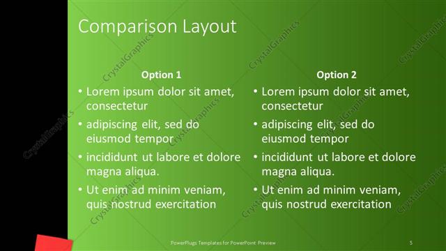 Comparison presentation slide layout