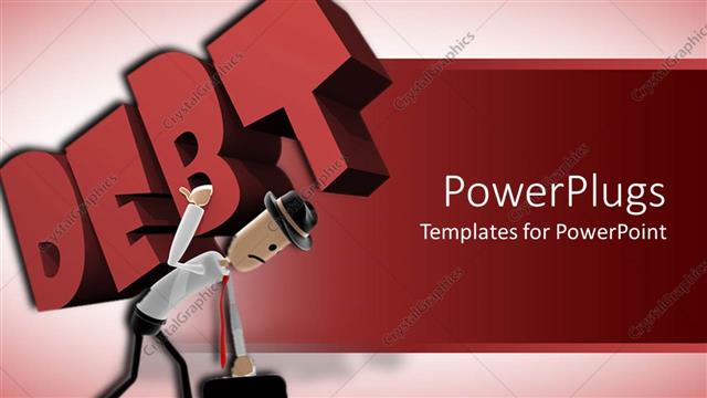  Presentation with human - Animated human figure carrying a heavy Debt text on a red background