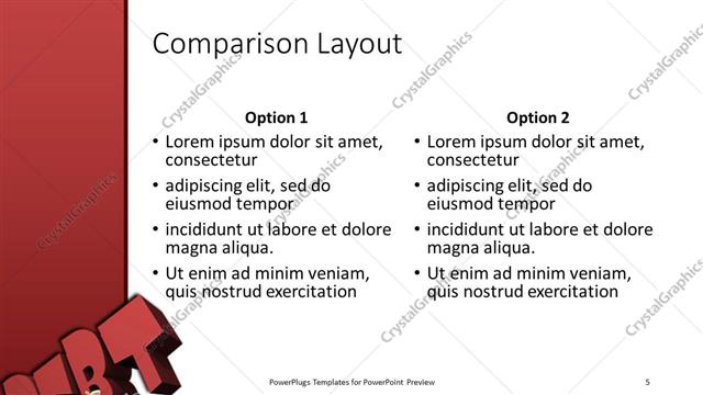Comparison presentation slide layout