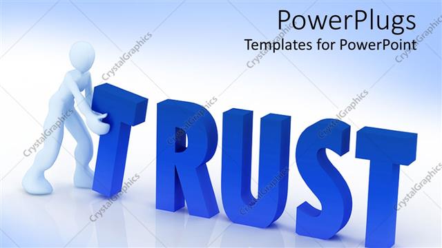  Presentation with trust - Animated human figure holding a 3D 