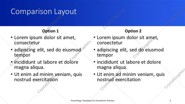 Comparison presentation slide layout