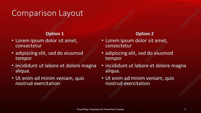 Comparison presentation slide layout