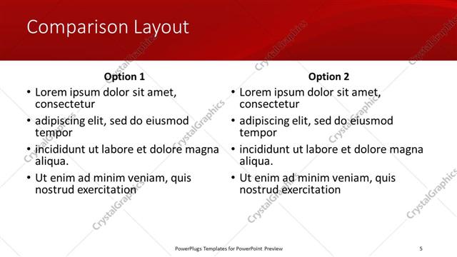 Comparison presentation slide layout
