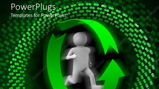 Presentation with running person - Animated human figure running in a green recycle symbol
