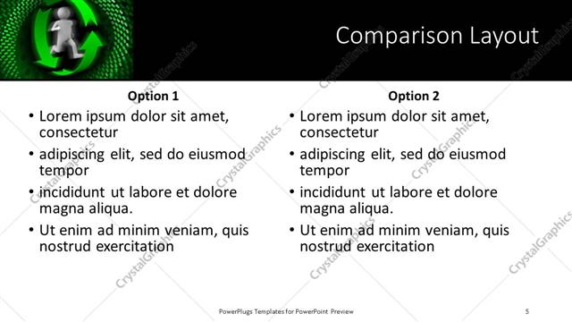 Comparison presentation slide layout