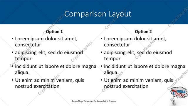 Comparison presentation slide layout