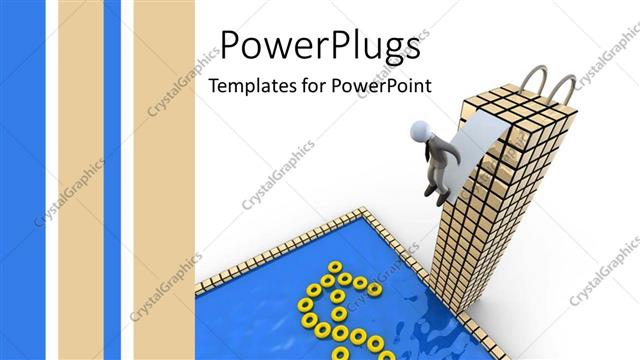  Presentation with finance - Animated human sliding down a building on a dollar symbol
