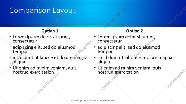 Comparison presentation slide layout