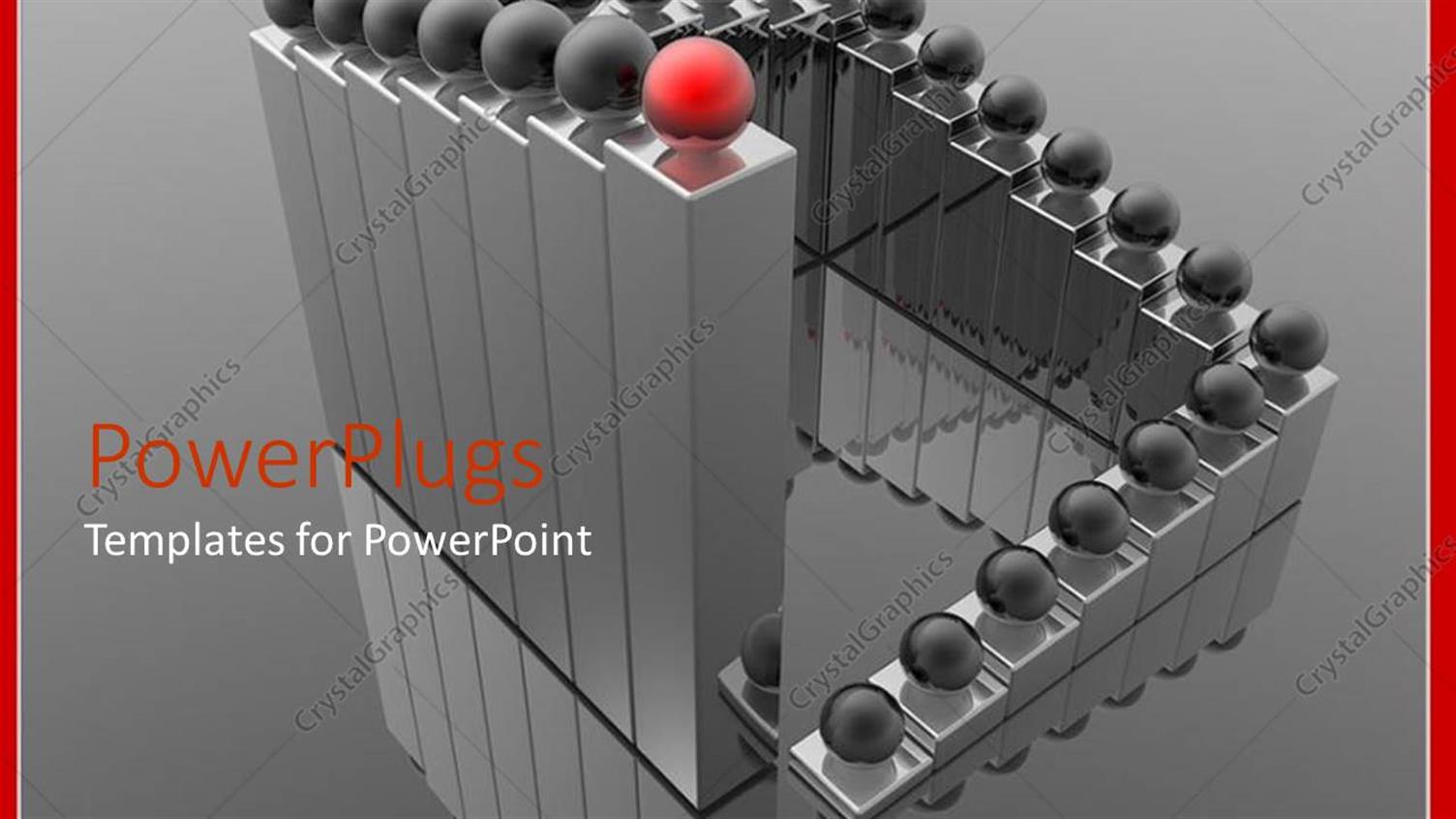 Featuring Animated Layers of Metallic Bars with Red and Black Balls