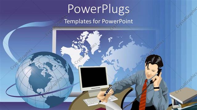  Presentation with office - Animated male in an office making a phone call