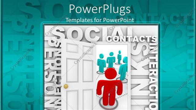  Presentation with social work - Animated red and blue human figures with social network text