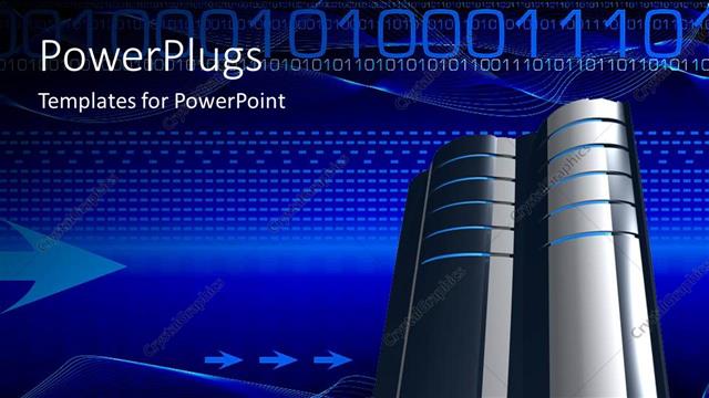  Presentation with binary blue - Animated silver colored computer with binary codes on blue background