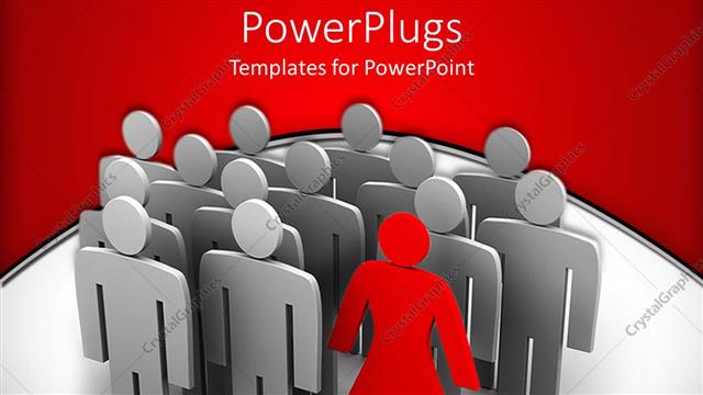  Presentation with animated - Animated silver colored human depictions wit a red female one standing out