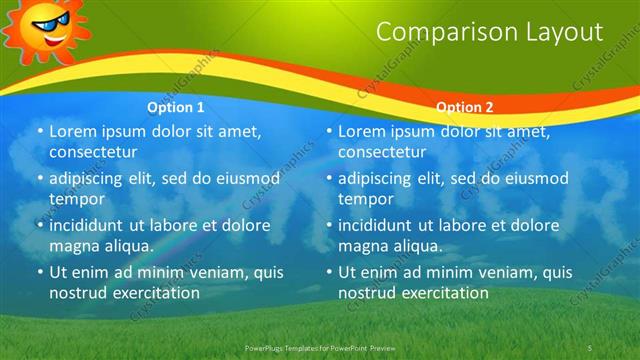 Comparison presentation slide layout