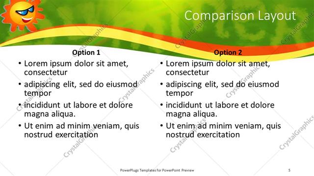 Comparison presentation slide layout