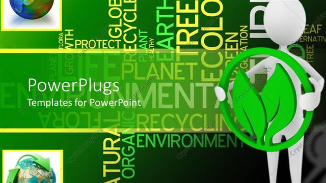  Presentation with green leaf - Animated white colored human figure holding a green leaf symbol