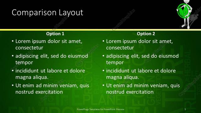 Comparison presentation slide layout