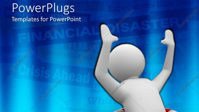  Presentation with life - Animated white figure inside a life buoy on a blue background