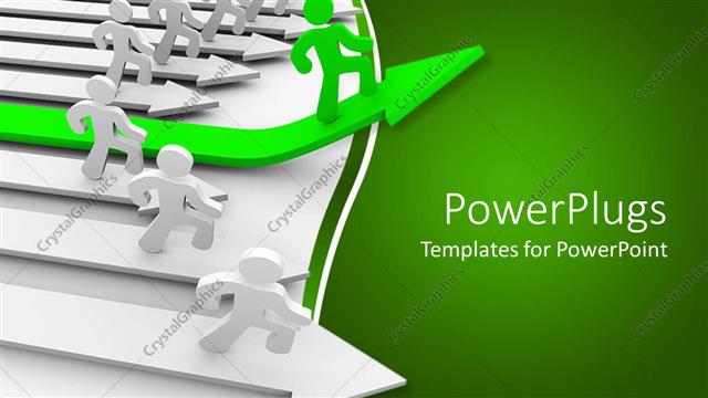  Presentation with runner - Animated white human figure on arrows with a green on in the middle