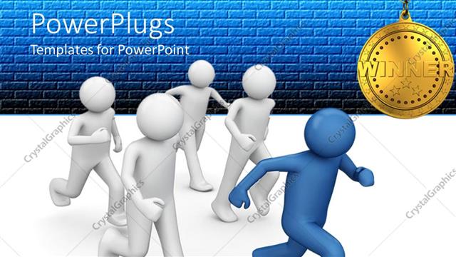  Presentation with winner - Animated white human figure with a blue one in front