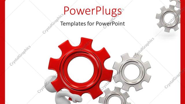  Presentation with gear - Animated white human figure carrying a red gear with other white gears