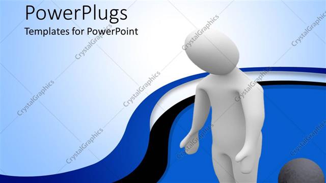  Presentation with animated - Animated white human figure with shackles on a blue background